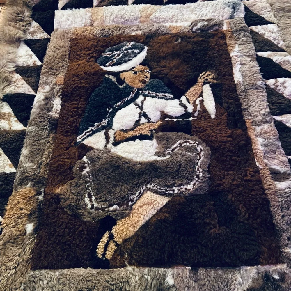 SUPER RARE Large Genuine Alpaca Wall-hanging Rug - “A Woman Scorned” - 68” x 51”